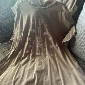 Southern Grace Brown Guitar Print Mini Dress